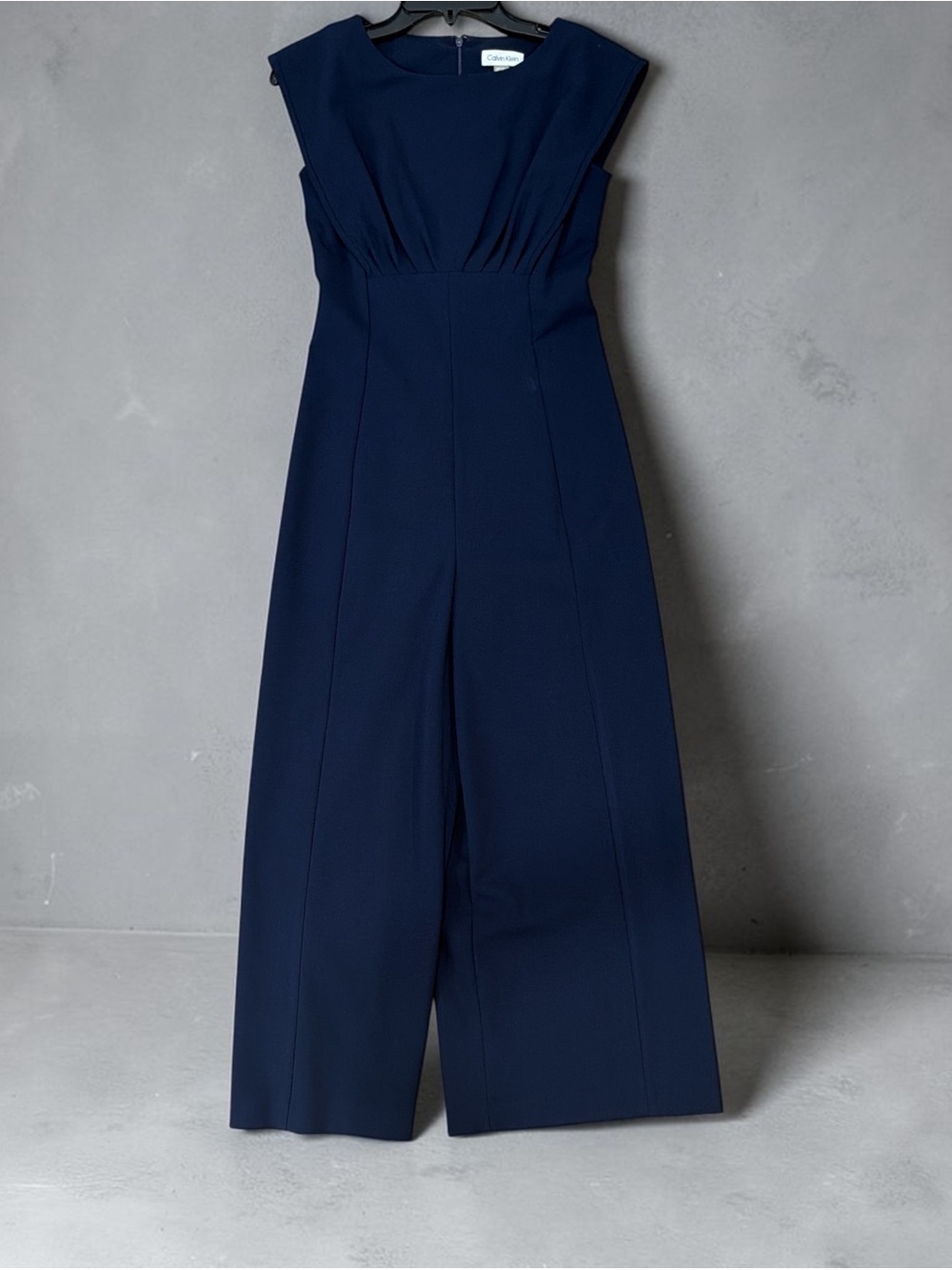 Calvin Klein Structured Navy Wide-Leg Jumpsuit